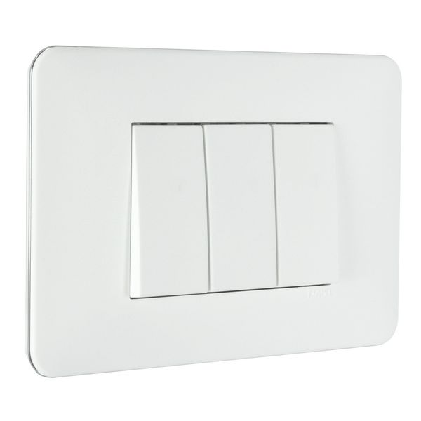 FRAME 3 MOD F/ADAPTER 3MOD MATTE WHITE/CHROME image 1