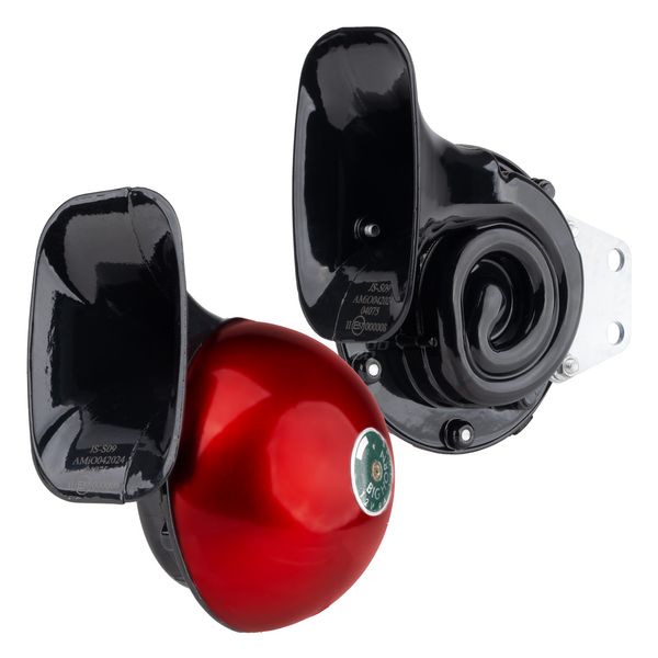 Horn sound signal set of 2 pcs red 125mm 12V AMIO-04075 image 1