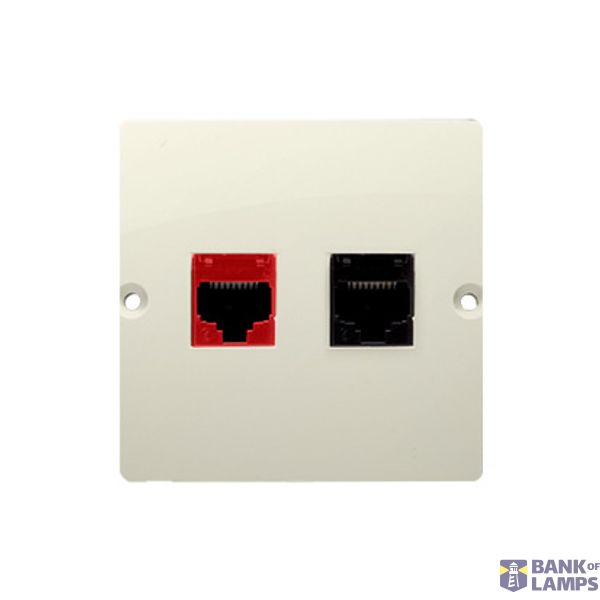 Computer socket RJ45 category 5e + telephone socket RJ12, (module), beige image 1