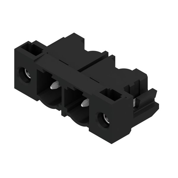 PCB plug-in connector, male header, Solder flange, THT solder connection, 7.62 mm, Number of poles: 2, 90°, Solder pin length (l): 3.2 mm, tinned, black, Box image 4