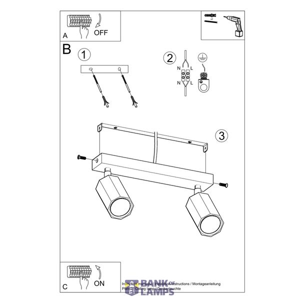 CEILING LAMP ZEKE 2 OAK GU10 2X40W IP20 image 6