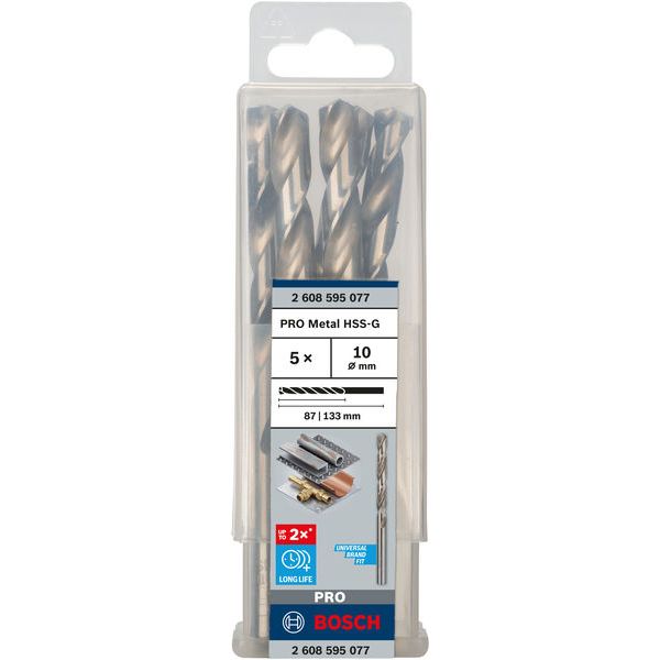 Metal drill bits HSS-G, DIN 338 10 x 87 x 133 mm 5 pcs. image 1