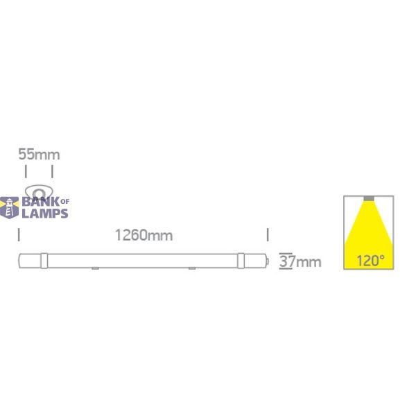IP65 LED 36W CW 1260mm 100-240V image 2