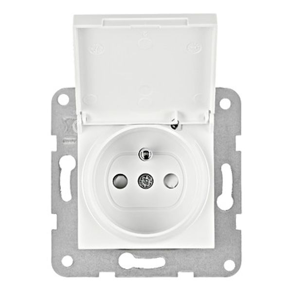 Pin socket outlet with safety shutter, flap cover, white image 1