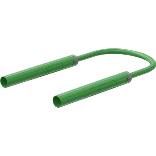 Safety measuring lead with (4 mm lamella plug, straight) to (4 mm lamella plug, straight), 0.5 m, green, PVC, 1.0 mm², CAT II, 66.1054-05025 image 1