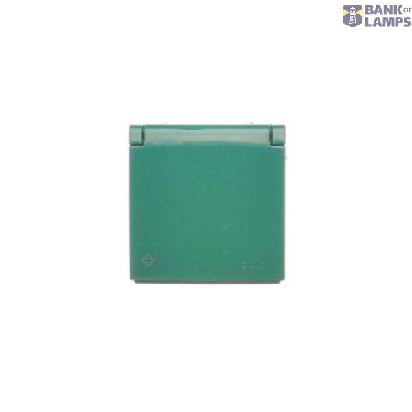 Cover for single socket outlet with earthing IP44 - same color flap & cover, antibacterial green image 1