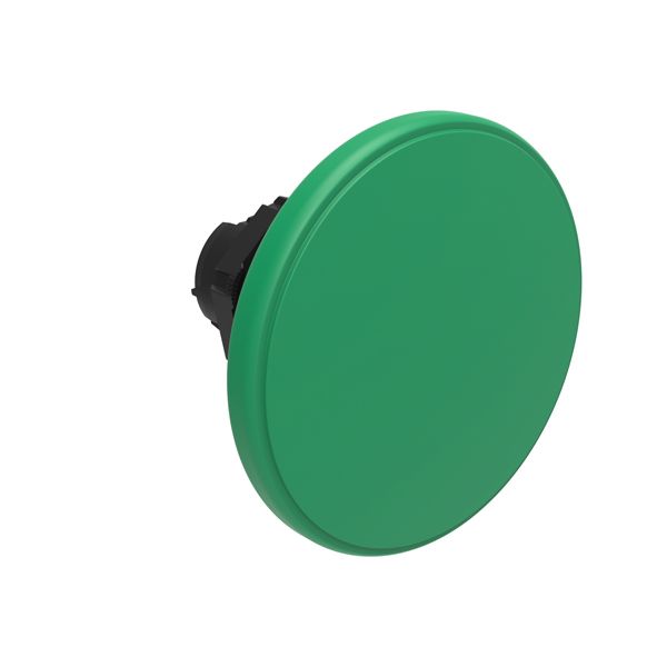 Mushroom head pushbutton actuator Ø22mm Platinum series chromed plastic, spring return, Ø60mm. Green image 1