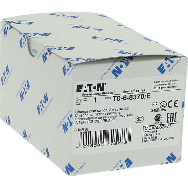 T0-6-8370/E Changeoverswitches, T0, 20 A, flush mounting, 6 contact unit(s), Contacts: 12, 90 °, maintained, Without 0 (Off) position, 1-2, Design number 8370 image 26