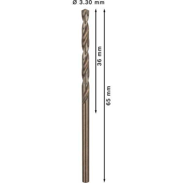 Metal drill bits HSS-Co, DIN 338 3,3 x 36 x 65 mm 10 pcs. image 2