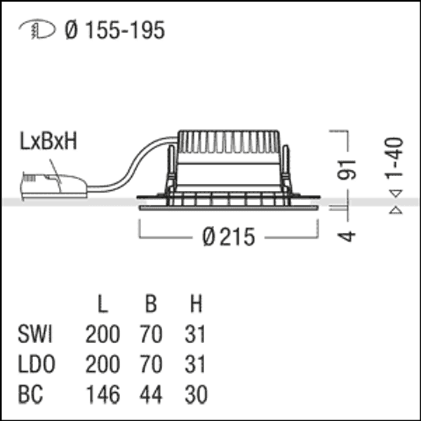 PANOS R R150 1k-940 LDO H AL RET WH - LED ceiling-recessed luminaire image 4