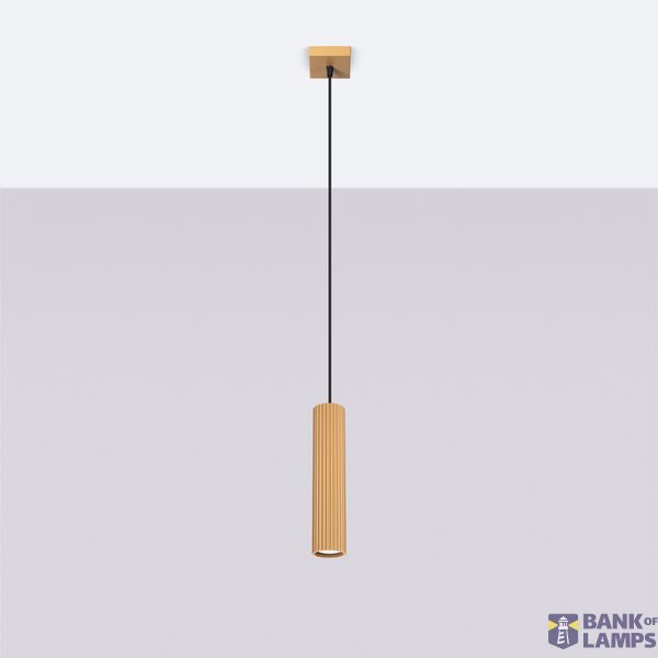 MODERN HANGING LAMP WITH CYLINDRICAL GOLD CARBON LAMP SHADE ON GU10 image 3
