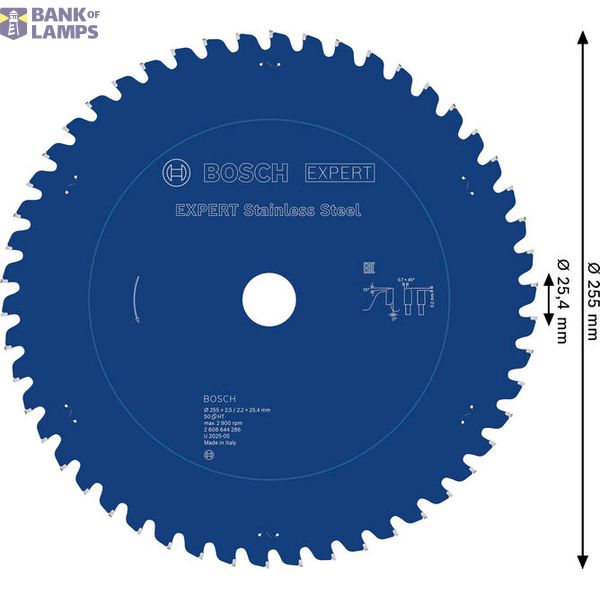 Circular saw blade Expert for Stainless Steel 255 x 25,4 x 2,5 x 50 image 1