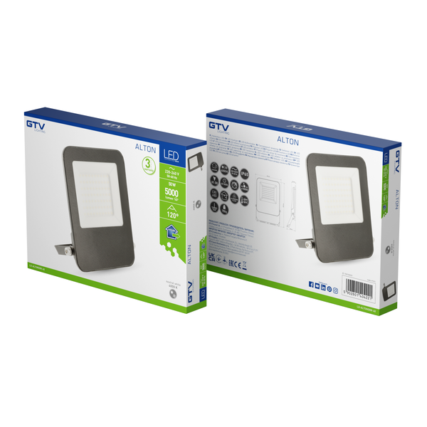 LED floodlight ALTON, 50 W, 5000 lm, 4000K, AC220-240V, IP65 image 2