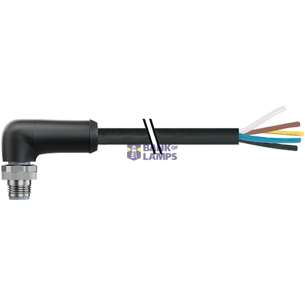 M12 Power male 90° L-cod. with cable PUR 5x2.5 bk UL/CSA+drag ch. 1,5m image 1