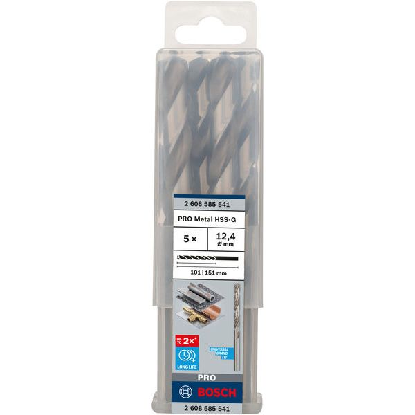 Metal drill bits HSS-G, DIN 338 12,4 x 101 x 151 mm 5 pcs. image 1