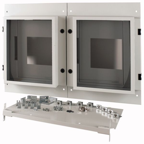 XM2N44W10C-55-XR Front plate, 2xNZM4, 4p, withdrawable + remote operator, W=1000mm, IP55, grey image 1