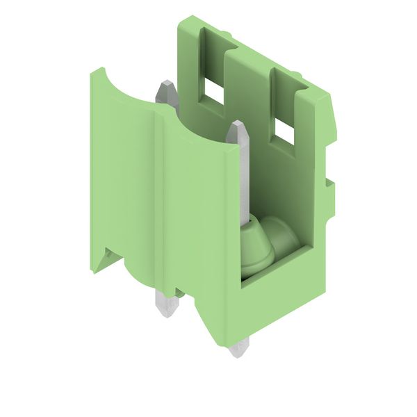 PCB plug-in connector, male header, open side, THT solder connection, 5.00 mm, Number of poles: 2, 180°, Solder pin length (l): 3.2 mm, tinned, Pale green, Box image 7