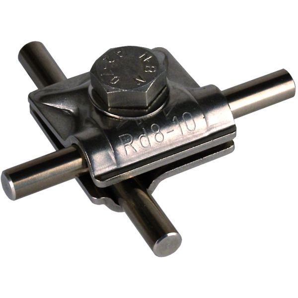 MV clamp StSt f. Rd 8-10mm with hexagon screw and spring washer image 1