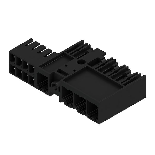PCB plug-in connector, male header, closed side, Middle flange, THT solder connection, 7.62 mm, Number of poles: 4, 270°, Solder pin length (l): 3.5 mm, tinned, black, Box image 2