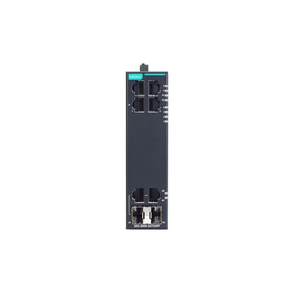 MOXA – SDS-3006-2GTXSFP-T – Compact industrial smart Ethernet switch with 4 10100BaseT(X) ports, 2 101001000 image 1