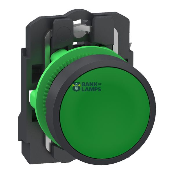 Plastic PB green flush 1 NO Push-in image 1