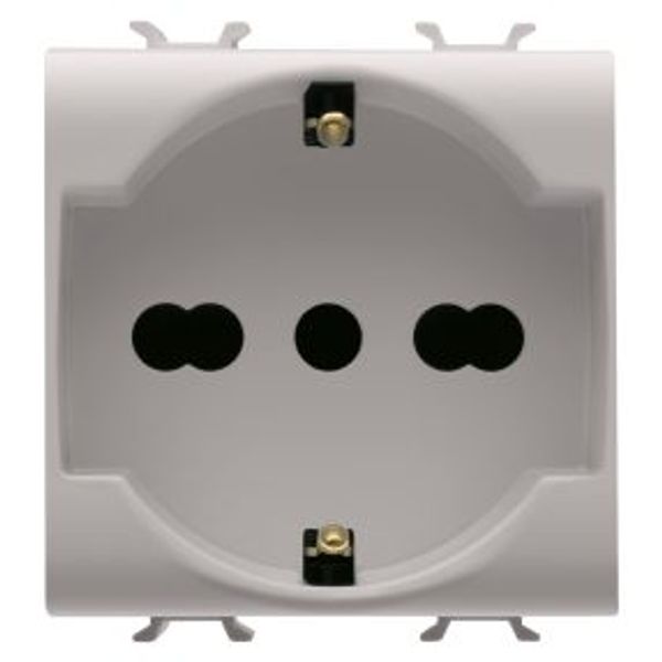 ITALIAN/GERMAN STANDARD SOCKET-OUTLET 250V ac - 2P+E 16A DUAL AMPERAGE - 2 MODULES - NATURAL SATIN BEIGE - CHORUSMART image 1