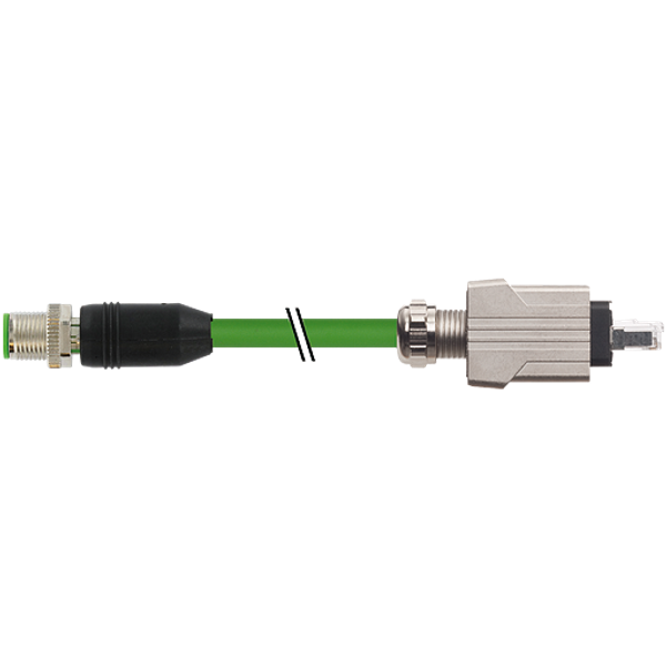 M12 male 0° X-cod./RJ45 Push Pull 0° shielded PUR 1x4xAWG24 gn 0.6m image 1