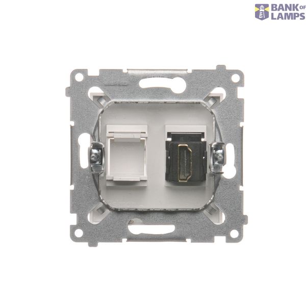 Double intermediate switch with indicator LED light, (module), 10AX, quick connection, Bronze matt, metalic image 1