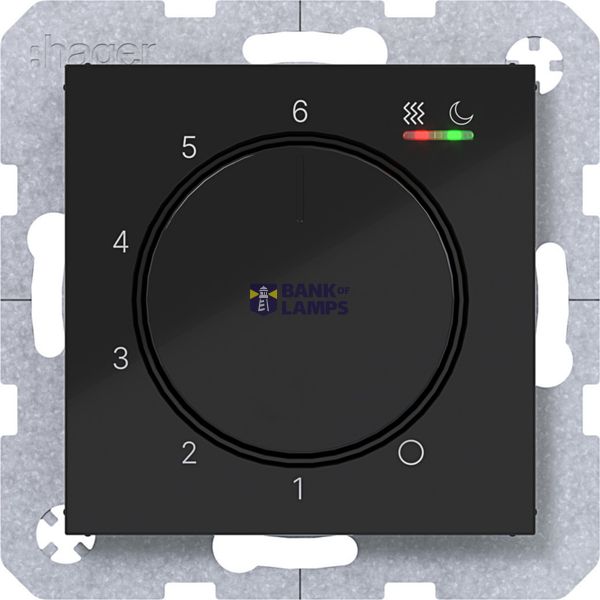 Room thermostat, heating/cooling, A.x/C.x, night black glossy image 1