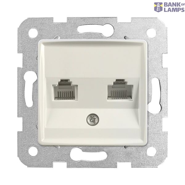 Linnera-Rollina Two Gang Data Socket (2xCAT6) Beige image 1