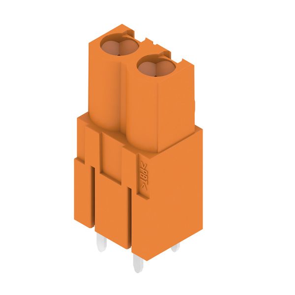 PCB plug-in connector, female header, closed side, THT solder connection, 5.08 mm, Number of poles: 2, 180°, Solder pin length (l): 3.2 mm, tinned, orange, Box image 3
