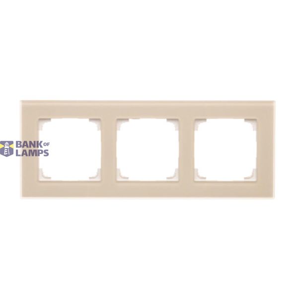 Triple frame, glass, frosted cream glass image 1
