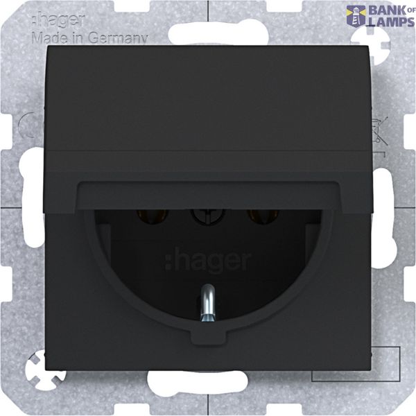 SCHUKO wall socket, self-closing compartment, push-in terminal, A.x/C.x black and white material image 1