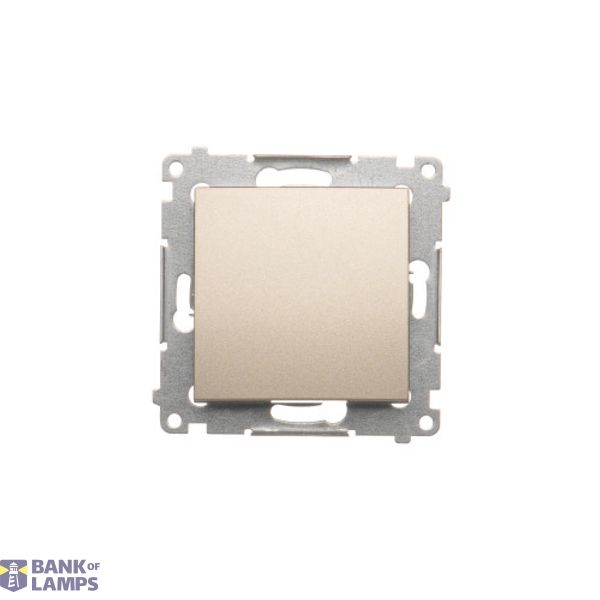 Two-way switch without pictogram, (module), 16AX, Screw, Gold matt, metalic image 1