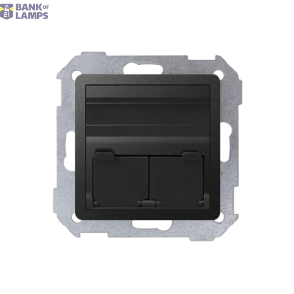 Single or double angled Keystone IT/telephone socket cover, Graphite image 1