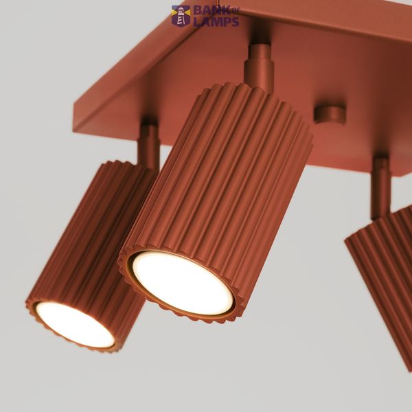 CEILING LAMP WITH FOUR SPOTLIGHTS ON A SQUARE RED CARBON ROSETTLE 4XGU10 image 7