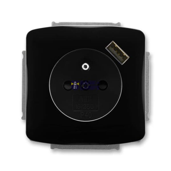 5569A-A02357 N Socket outlet with earthing pin, shuttered, with USB charging image 1