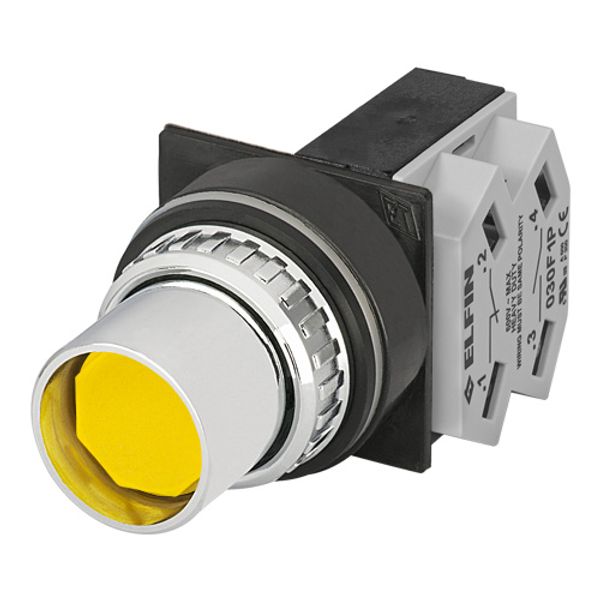 Push-button with extended guard, yellow, N.O.+N.C. image 1