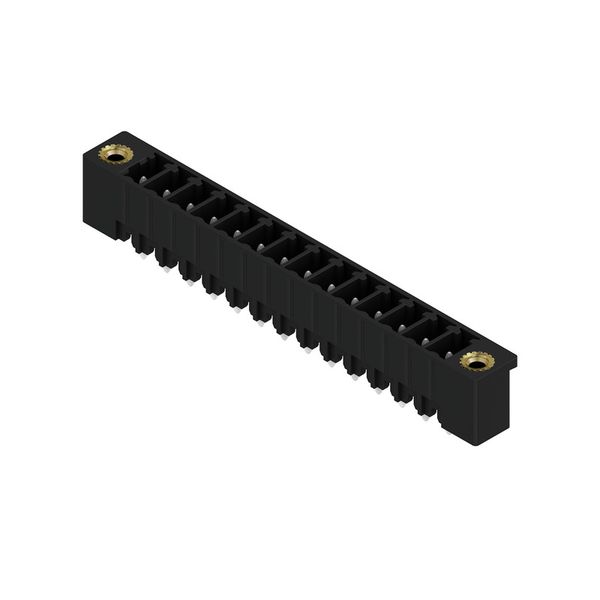PCB plug-in connector, male header, Flange, THT solder connection, 3.81 mm, Number of poles: 14, 180°, Solder pin length (l): 3.2 mm, tinned, black, Box image 6