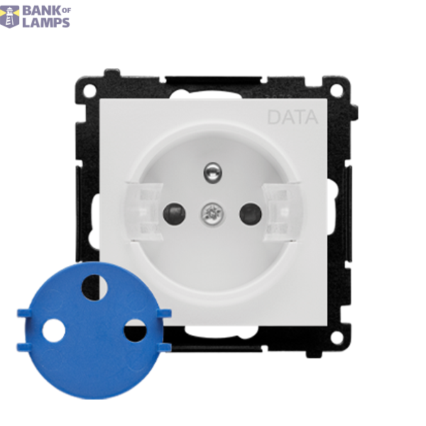 DATA single socket outlet with socket access element, module, 16A, quick connection, light gray matt image 1