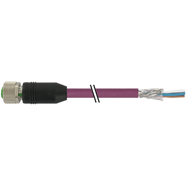 M12 female 0° B-cod. with cable shielded PUR 3x2x0.25 shielded vt 30m image 1