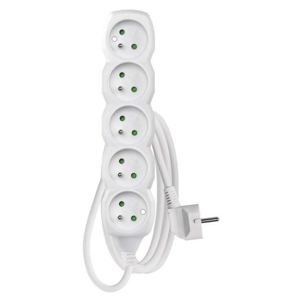 Extension Cord 1.5 m / 5 sockets / white / PVC / 1 mm2 image 1