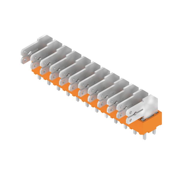 Printed circuit board terminals, 5.00 mm, Number of poles: 12, 90°, Solder pin length (l): 3.5 mm, tinned, orange, Flat-blade connection, Box image 4