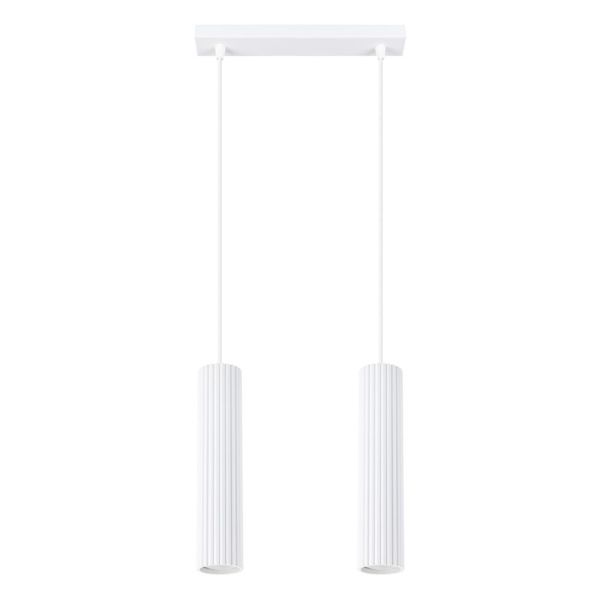 DOUBLE HANGING ON A WHITE CARBON STRIP, 2XGU10 ALUMINUM LAMPSHADES image 1