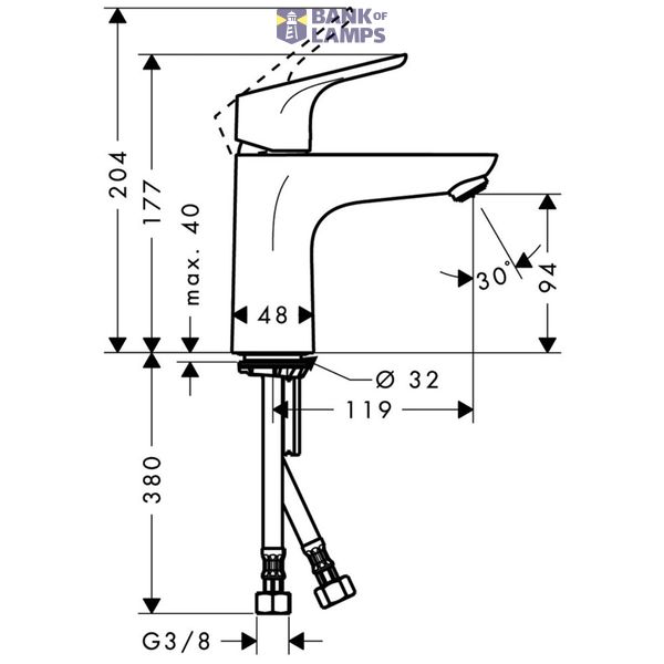 Focus 100 basin mixer without pop-up, chrome image 1