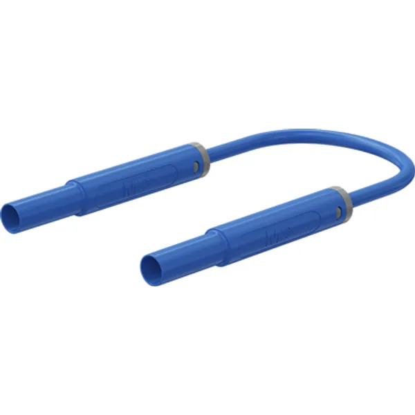 Safety measuring lead with (4 mm lamella plug, straight) to (4 mm lamella plug, straight), 1.5 m, blue, PVC, 1.0 mm², CAT IV, 66.1040-15023 image 1