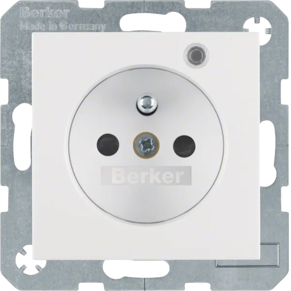 Front 2P+PE socket with LED, S.1/B.3/B.7 polar white, matt image 1