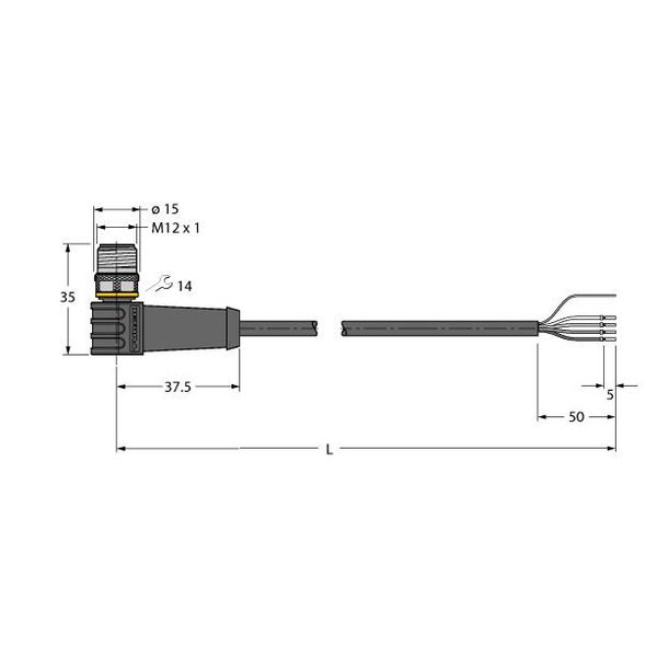 Actuator and Sensor Cable, PVC Connection Cable   WSS4.4T-5/TEL image 1