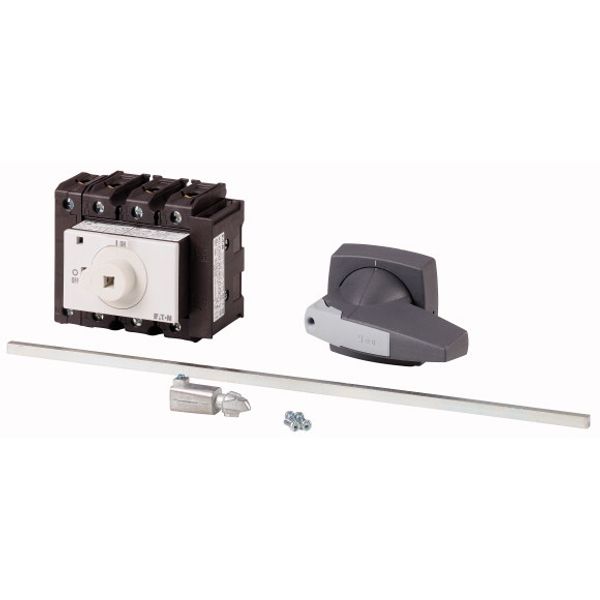 Main switch, P3, 100 A, rear mounting, 3 pole + N, 1 N/O, 1 N/C, STOP function, Lockable in the 0 (Off) position, With metal shaft for a control panel image 1