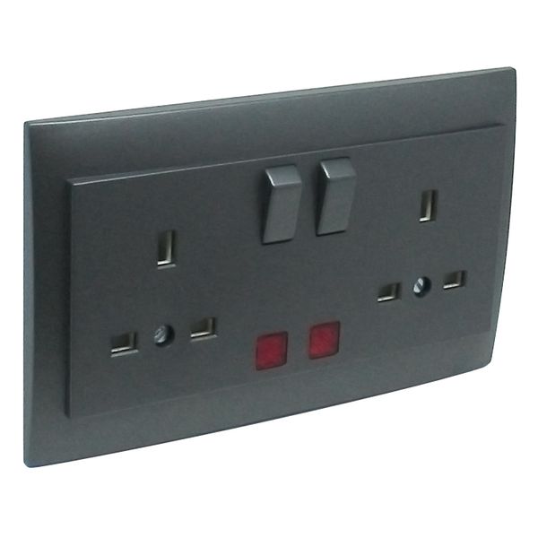 DOUB EARTH SOCK(BRITISH)W/SWITCH & PILOT LAMP image 1